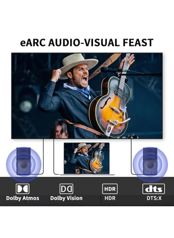 كابل HDMI بدقة 8K بطول 10 متر – كابل مجدول عالي السرعة 48 جيجابت/ثانية – يدعم 8K@60Hz و4K@120Hz وHDR10+  - Image 2