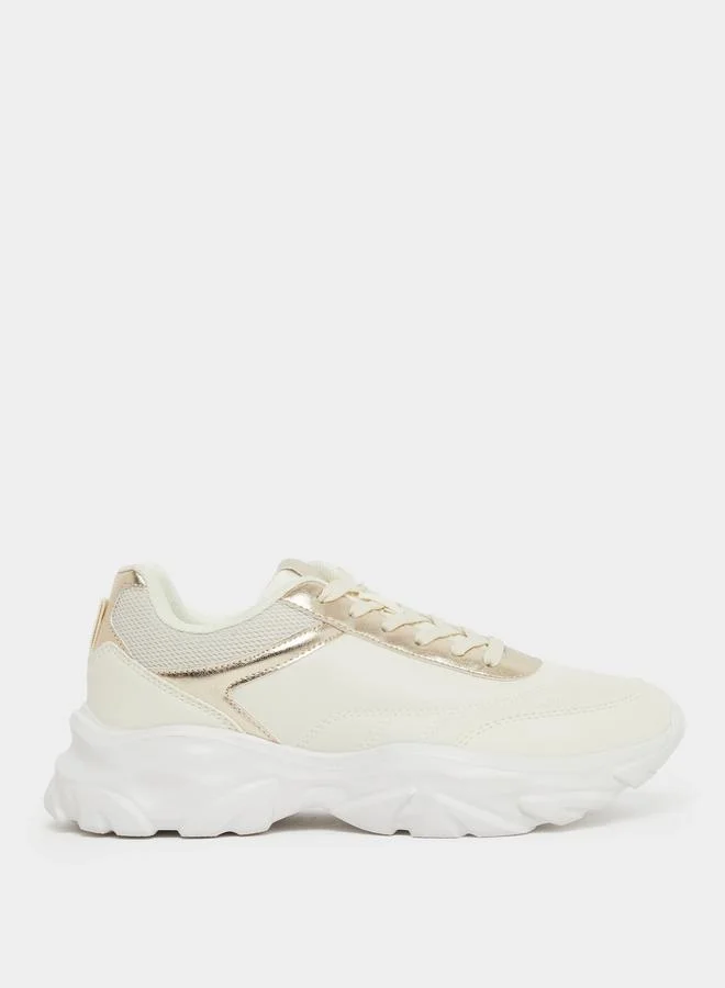 ستايلي Styli Panelled Lace Up Chunky Sneakers