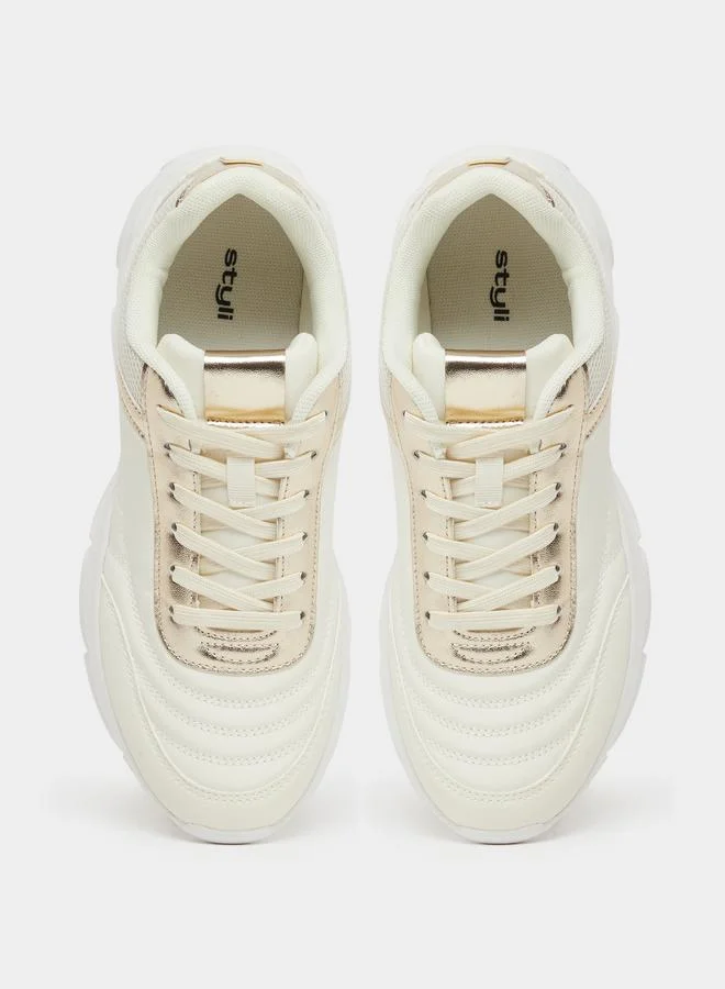 Styli Styli Panelled Lace Up Chunky Sneakers