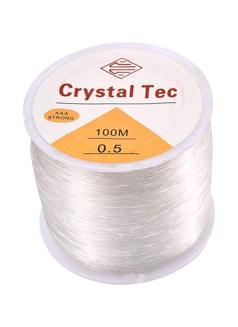 KASTWAVE - 100m Beaded crystal elastic line DIY handmade jewelry accessories Transparent elastic Beaded thread（0.5mm） - Image 1