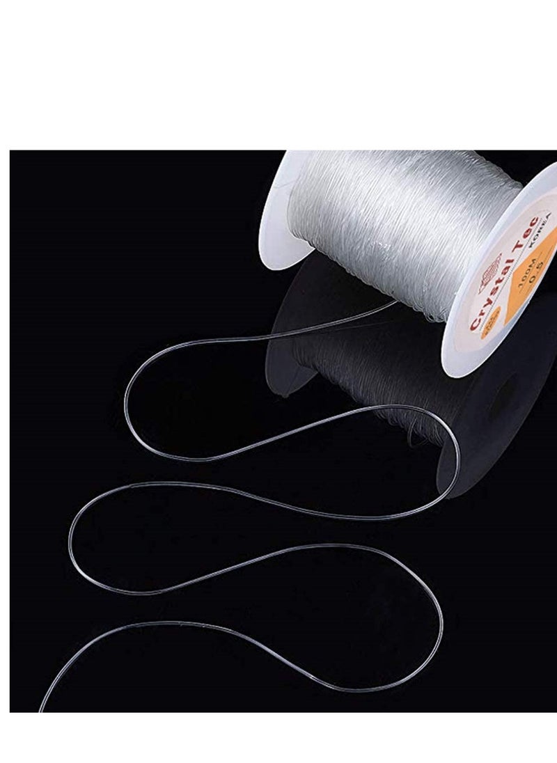KASTWAVE - 100m Beaded crystal elastic line DIY handmade jewelry accessories Transparent elastic Beaded thread（0.5mm） - Image 1