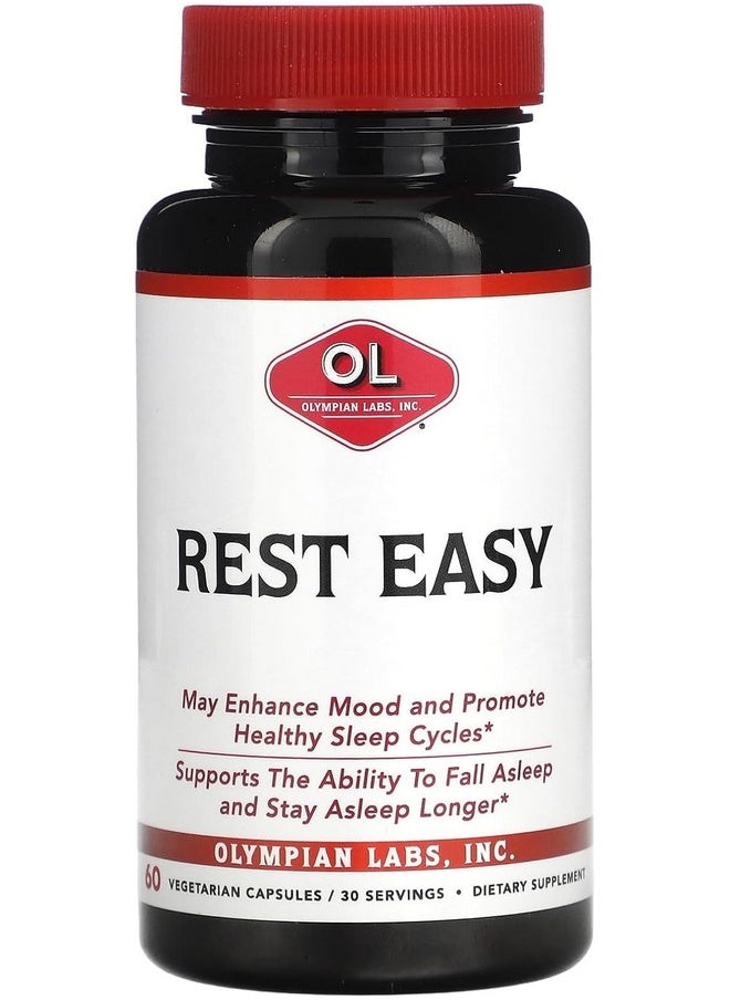 Olympian Labs Olympian Labs Rest Easy Melatonin and Herbal Blend for Restful Sleep 60 Vegan Friendly Capsules  - Image 1