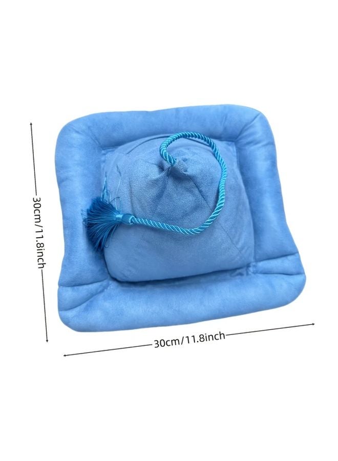 وسادة القراءة الهرمية الزرقاء للبحيرة مع علامة صفح من الشرابة للسرير والأريكة والأرضية وقارئات الكتب الإلكترونية - Image 4