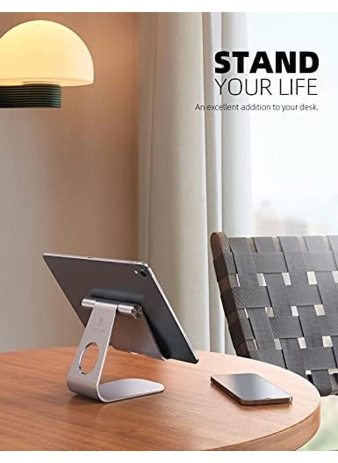 Lamicall - Tablet Stand Adjustable Tablet Stand Holder Desktop Dock Cradle Compatible With Ipad Pro 12.9 11 Air 4 10.9 Mini 7.9 Switch Galaxy Tab And More 4 13 Inch Devices Silver - Image 1