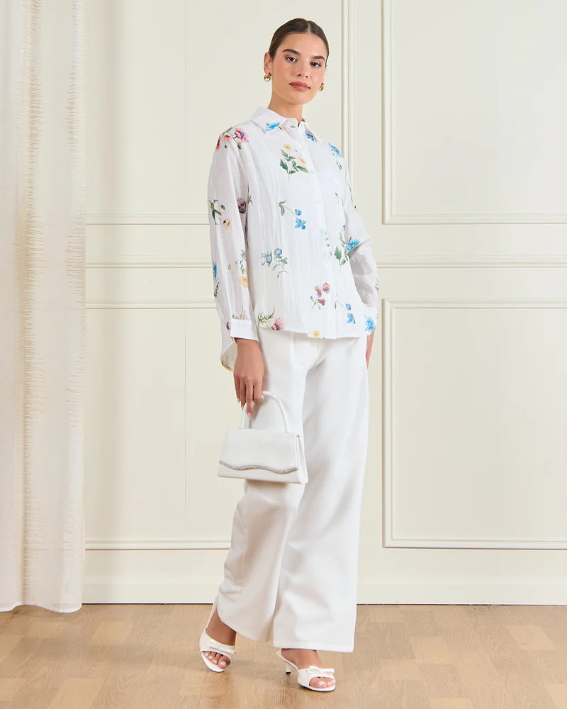 Redtag Women White Floral Printed Shirt