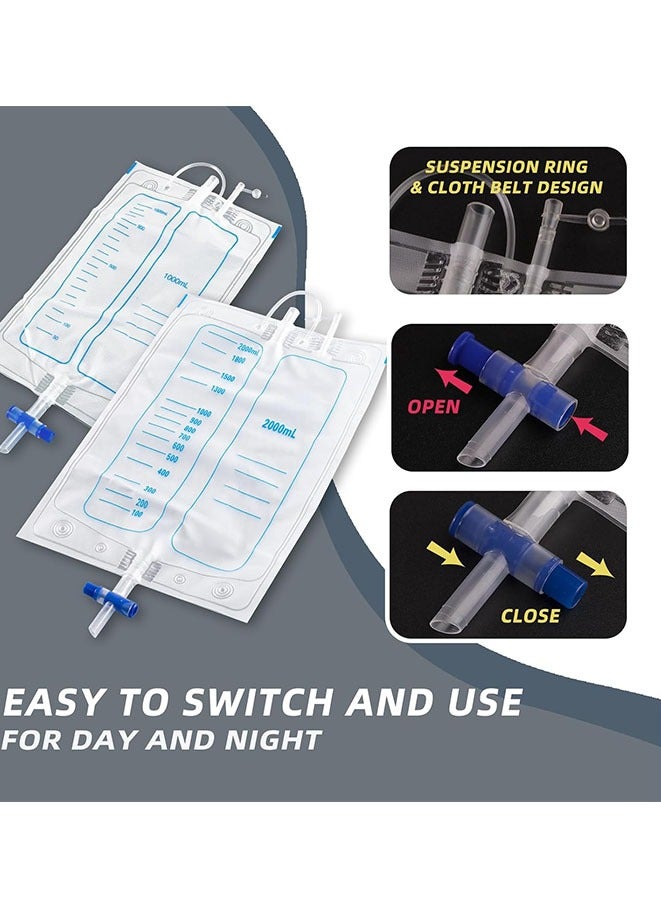 Muyixin Wearable Urinal Collector with 2pcs Reusable Silicone Urine Catheter Bag (2000ml & 1000ml), Portable External Catheter Urine Bag for Men - Image 5