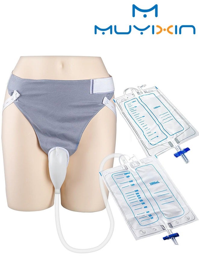 Muyixin Wearable Urinal Collector with 2pcs Reusable Silicone Urine Catheter Bag (2000ml & 1000ml), Portable External Catheter Urine Bag for Men - Image 1