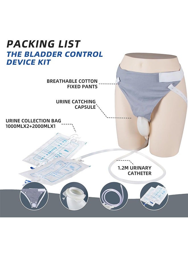 Muyixin Wearable Urinal Collector with 2pcs Reusable Silicone Urine Catheter Bag (2000ml & 1000ml), Portable External Catheter Urine Bag for Men - Image 2
