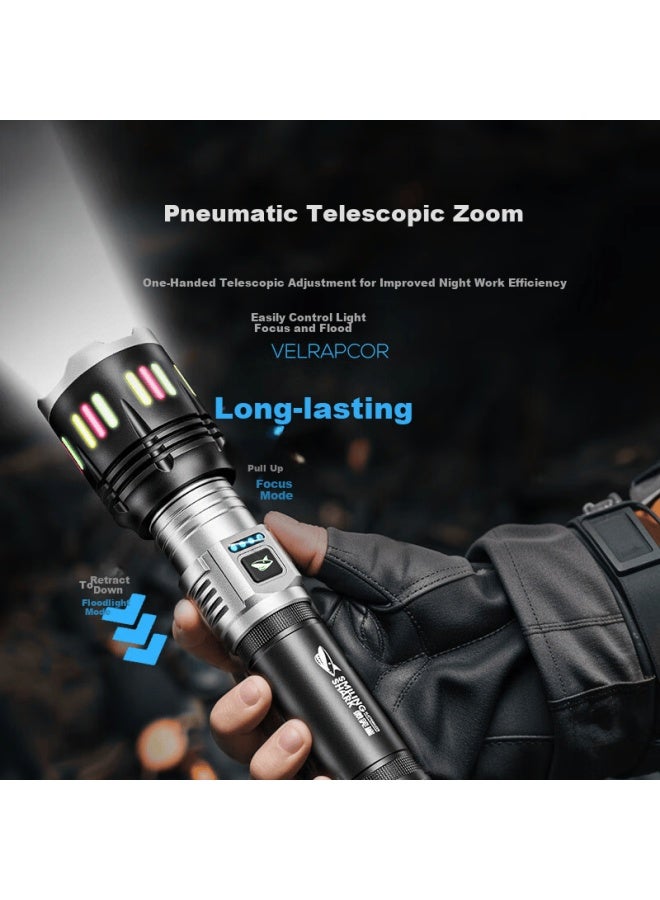 SMILING SHARK Smile Shark 5270 New High-power Flashlight Ultra-bright Outdoor Laser Long-range Zoom Rechargeable With Large Capacity And Ultra-long Battery Life - Image 4