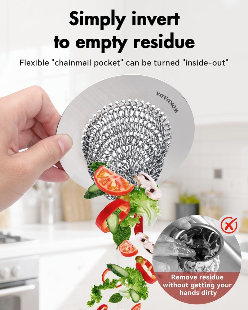 wokdada 2 PCS Kitchen Sink Drain Strainer, Flippable Mesh Sink Strainer, 304 Stainless Steel Sink Screen, Easy Clean Large Basket Strainer, Anti-Clog Garbage Disposal Cover Fit for Standard Sink Drain - Image 2