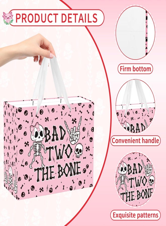 EoBeCy Bad Two The Bone Birthday Gift Bag with Handles, Tissue Paper and Greeting Card, Rock and Roll 2nd Birthday Wrapping Paper for Girls Music Themed Bad 2 The Bone Party Decorations Favors - Image 4