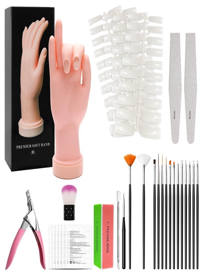 Coitak Practice Hand for Acrylic Nails, Flexible Fake Hands, Manicure Training Hand Nail Kit for Beginners, Nail Practice Hand with 200PCS Nail Tips, Nail Glue Stickers, Brush and Clipper - Image 1
