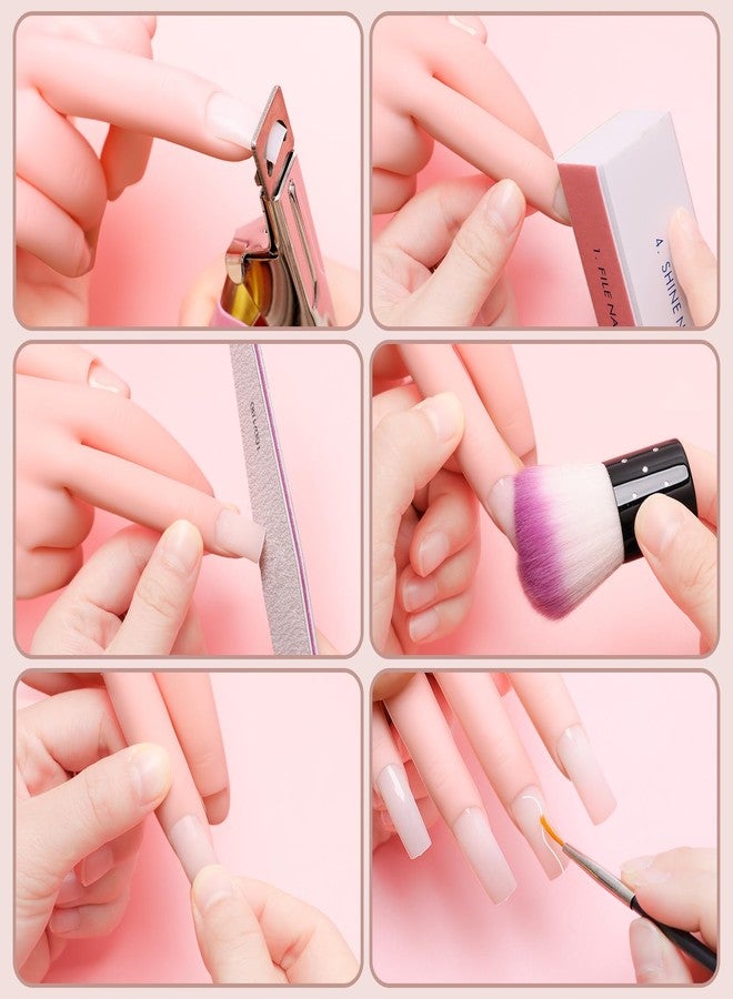 Coitak Practice Hand for Acrylic Nails, Flexible Fake Hands, Manicure Training Hand Nail Kit for Beginners, Nail Practice Hand with 200PCS Nail Tips, Nail Glue Stickers, Brush and Clipper - Image 4