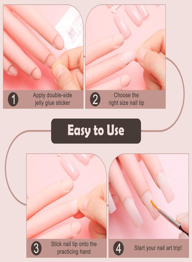Coitak Practice Hand for Acrylic Nails, Flexible Fake Hands, Manicure Training Hand Nail Kit for Beginners, Nail Practice Hand with 200PCS Nail Tips, Nail Glue Stickers, Brush and Clipper - Image 5
