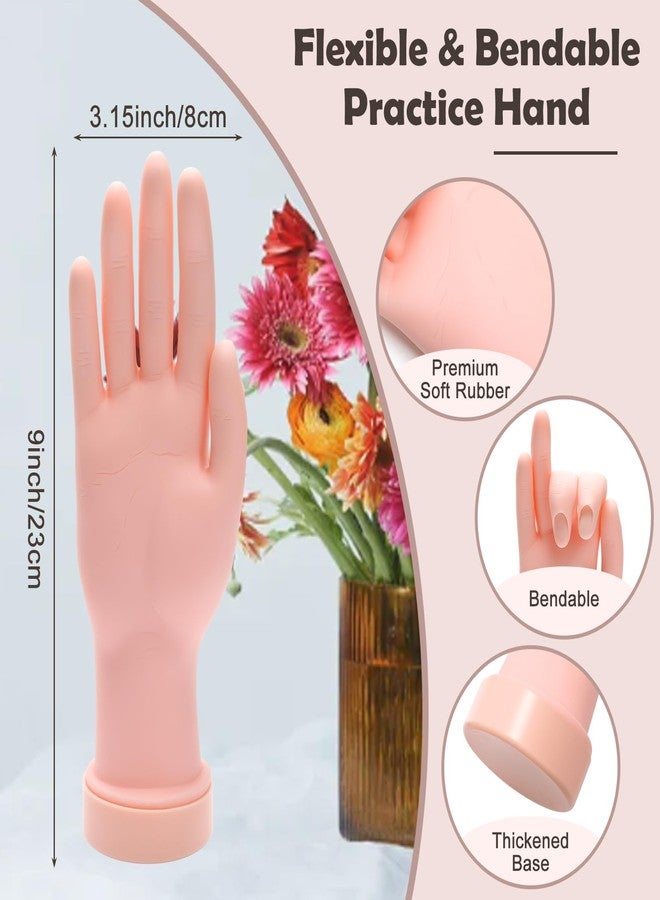 Coitak Practice Hand for Acrylic Nails, Flexible Fake Hands, Manicure Training Hand Nail Kit for Beginners, Nail Practice Hand with 200PCS Nail Tips, Nail Glue Stickers, Brush and Clipper - Image 3