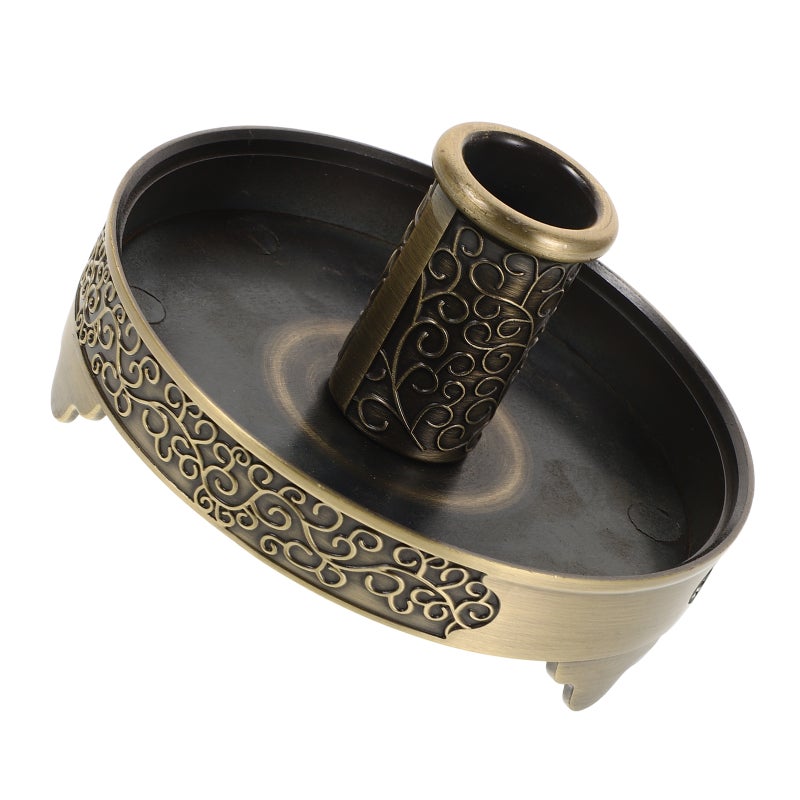 Metal Stick Tray Rack Zinc Alloy Base Round Roll Holder For Home Use Traditional Chinese Incense Burner Round Plate - Image 1