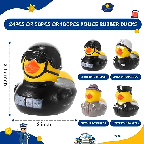 Deekin 24 Pcs Police Rubber Ducks Bulk 2 Inch Rubber Ducks Party Favor 250th Anniversary Decorations for Birthday Pool Party Occupation Cosplay 250th Anniversary - Image 5
