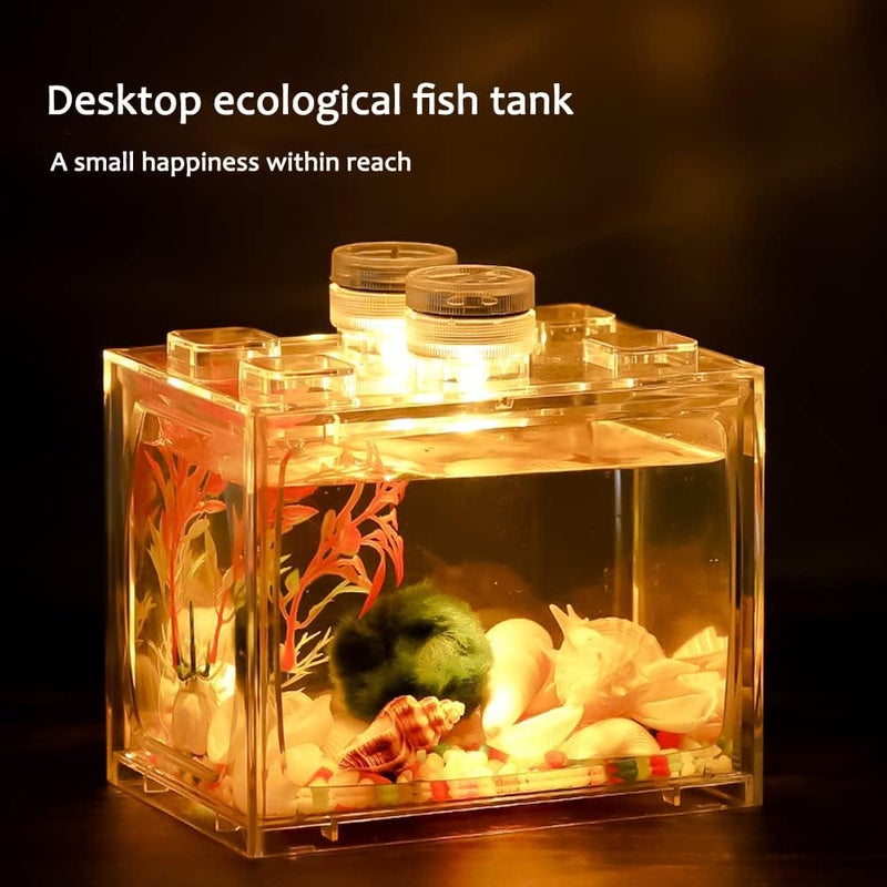 Neostyle Betta Fish Tank Accessories,Deep-Sea Shells,Small Transparent Fish Bowl Row Aquarium Stackable Cube Hexagon Tank(Fish Tank Accessories, Deep-Sea Shells*1Bag) - Image 3
