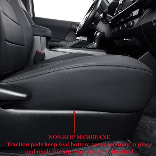 coverdream Tacoma Seat Covers Full Set for 2016-2023 Toyota Tacoma Double/Crew Cab SR,SR5,TRD Off Road,TRD Pro,TRD Sport,Limited Pickup,Fully Covered Waterproof Leather Car Seat Protector (Black) - Image 3