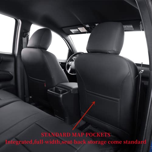 coverdream Tacoma Seat Covers Full Set for 2016-2023 Toyota Tacoma Double/Crew Cab SR,SR5,TRD Off Road,TRD Pro,TRD Sport,Limited Pickup,Fully Covered Waterproof Leather Car Seat Protector (Black) - Image 4