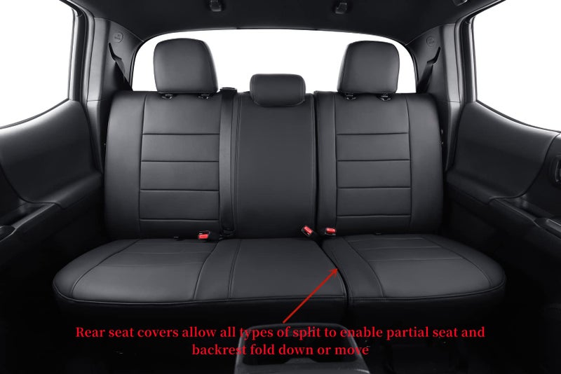 coverdream Tacoma Seat Covers Full Set for 2016-2023 Toyota Tacoma Double/Crew Cab SR,SR5,TRD Off Road,TRD Pro,TRD Sport,Limited Pickup,Fully Covered Waterproof Leather Car Seat Protector (Black) - Image 2