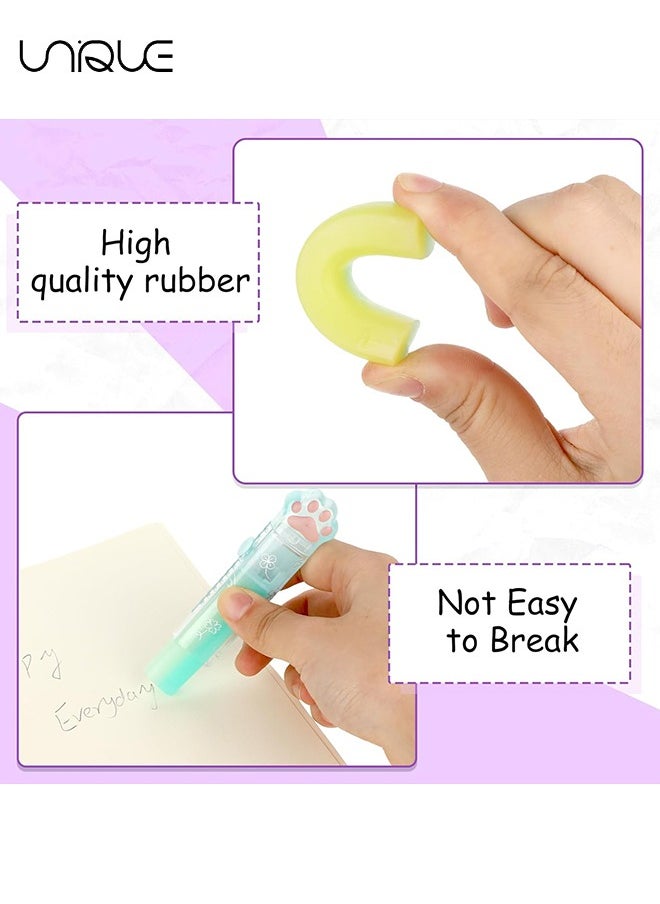 Unique 4 Pcs Cat Paw Erasers, Retractable Eraser for Kids, Gradient Color Erasers, Rainbow Cute Cat Erasers, Push-Pull Rubber Eraser for Students Writing Office School Supplies  - Image 3