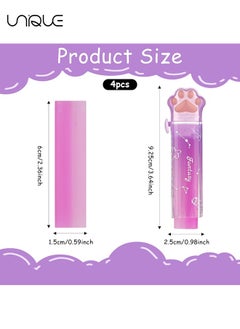 Unique 4 Pcs Cat Paw Erasers, Retractable Eraser for Kids, Gradient Color Erasers, Rainbow Cute Cat Erasers, Push-Pull Rubber Eraser for Students Writing Office School Supplies  - Image 2