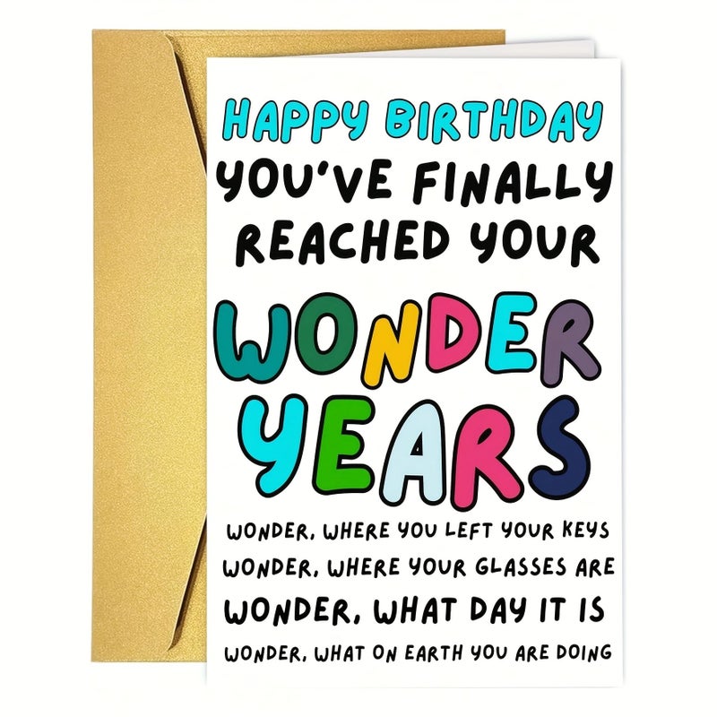 بطاقات عيد ميلاد سعيدة من "Wonder Years" المضحكة، 5 قطع مع ظرف أحمر، لعيد الميلاد الأربعين والخمسين والستين والسبعين - Image 5