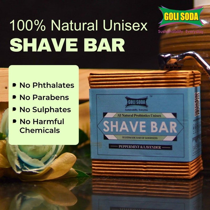 Goli Soda صابون الحلاقة الطبيعي بالكامل من غولي صودا مع عصير الألوة فيرا لجميع الأعمار وأنواع البشرة مع اللافندر والنعناع - عبوة 1 - 90 جرام - Image 4