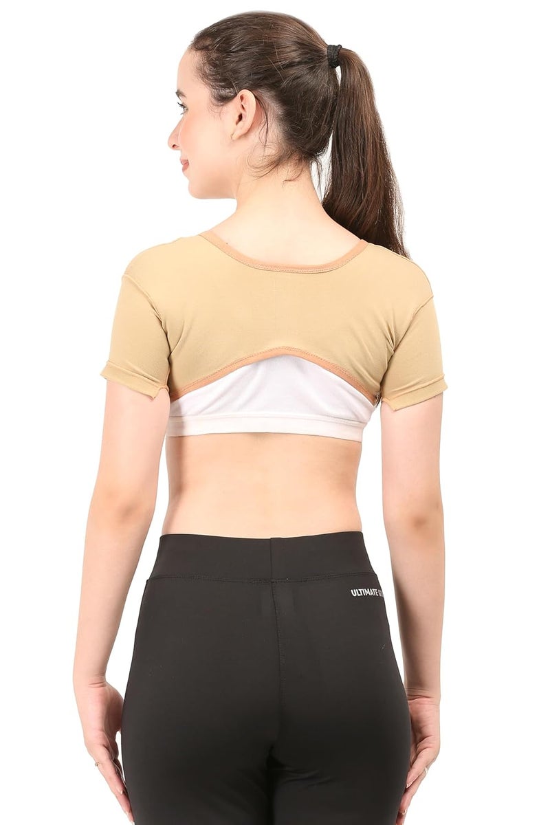 Dermapress Post Surgical Axillary Breast Support with Axillary Compression Band || MODERATE COMPRESSION || Liposuction Compression Garment || Front Hook Adjustment (5XL, Beige) - Image 2