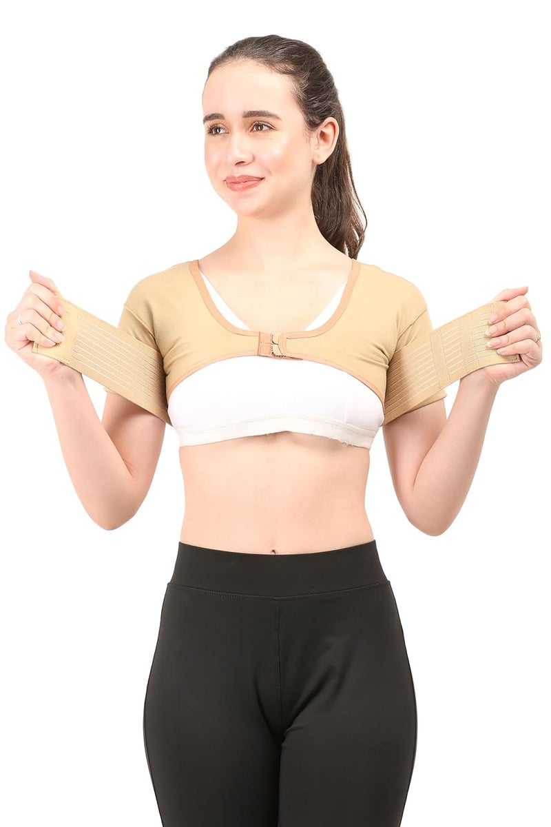 Dermapress Post Surgical Axillary Breast Support with Axillary Compression Band || MODERATE COMPRESSION || Liposuction Compression Garment || Front Hook Adjustment (5XL, Beige) - Image 5