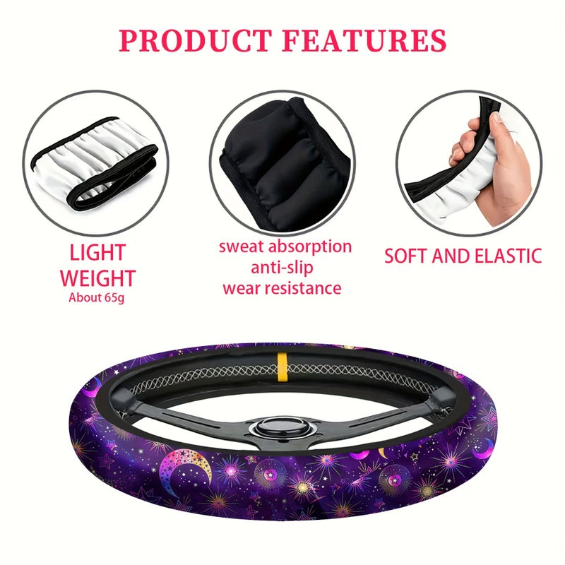 Moon Steering Wheel Cover 15 Inch Non Slip Neoprene Car Protector Accessory - Image 4