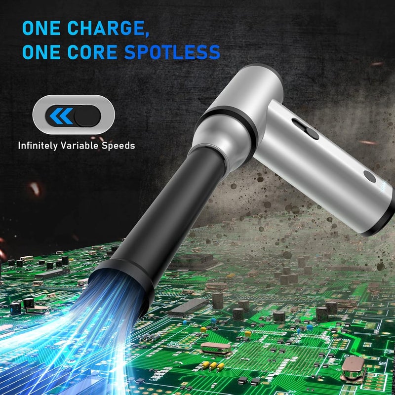 MBYULO Compressed Air Duster-300000RPM Super Power Air Duster Electric, Rechargeable Brushless Motor Durable Mini Blower, 6X Fast Compressed Air Blower for PC Computer, Keyboard, Outdoor, House and Car - Image 5