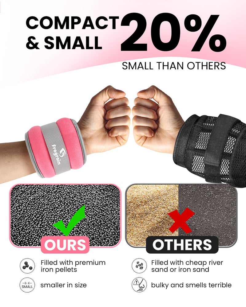 Fragraim Ankle Weights, 0.5 Lb X 2 Wrist Leg Arm Weights for Women and Men, Comfortable and Soft, Pretty Sturdy, Perfect for Dancing, Running, Walking, Fitness, Workout, Physical Therapy - Pink - Image 2