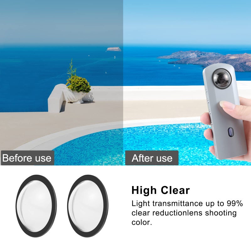 PULUZ Dual Lens Guard for Ricoh Theta SC2 / S/V PC Spherical Protective Cover Case for Ricoh Theta SC2 Camera Accessories(Transparent Lens Cap) - Image 2