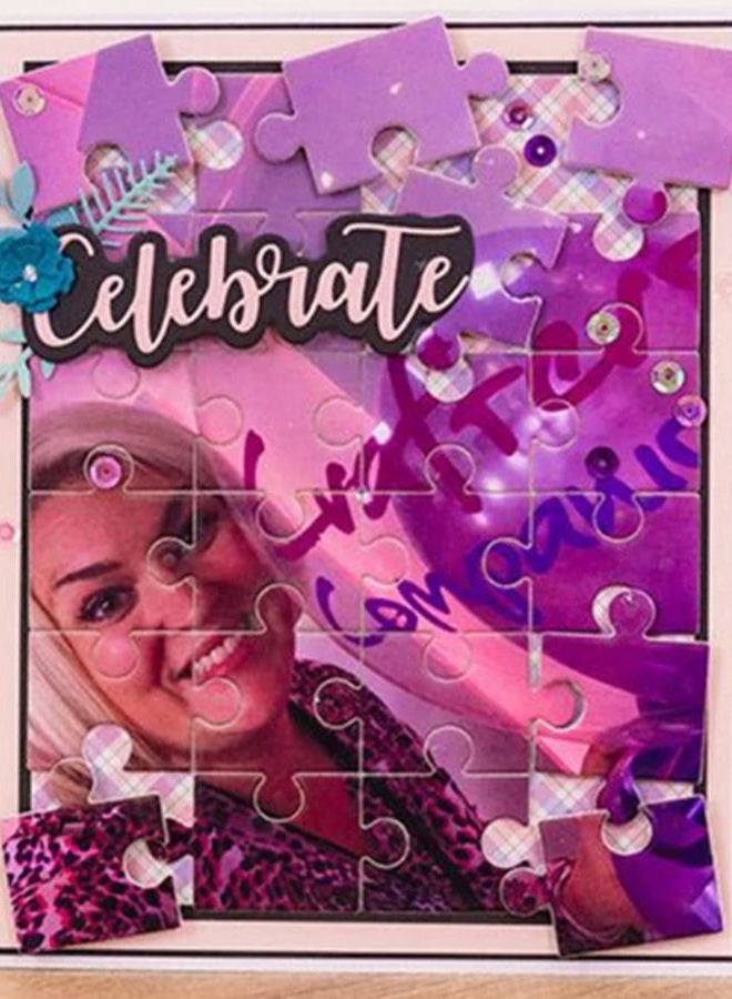 hinana Rectangle Puzzle Frame Metal Die Cuts,Rectangle Puzzle Background Cutting Dies Cut Stencils for DIY Scrapbooking Photo Decorative Embossing Paper Dies for Scrapbooking Card Making - Image 3