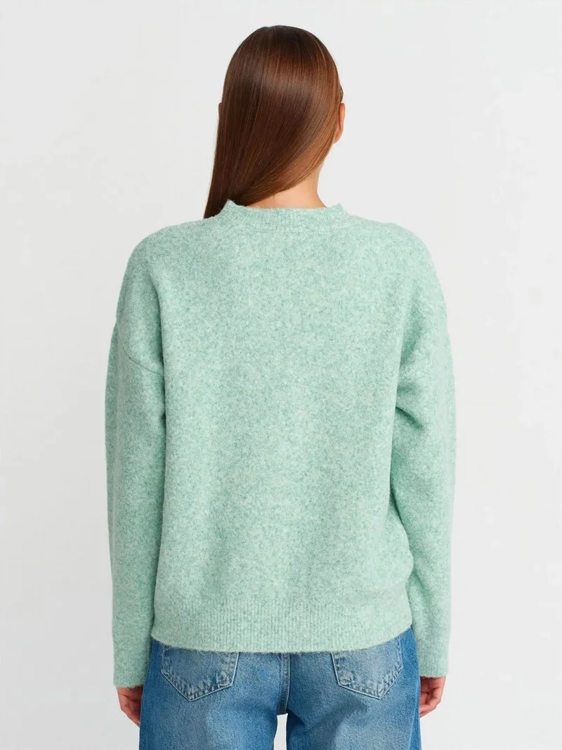 ديلفين Dilvin Women's Solid Crew Neck Ribbed Sweater