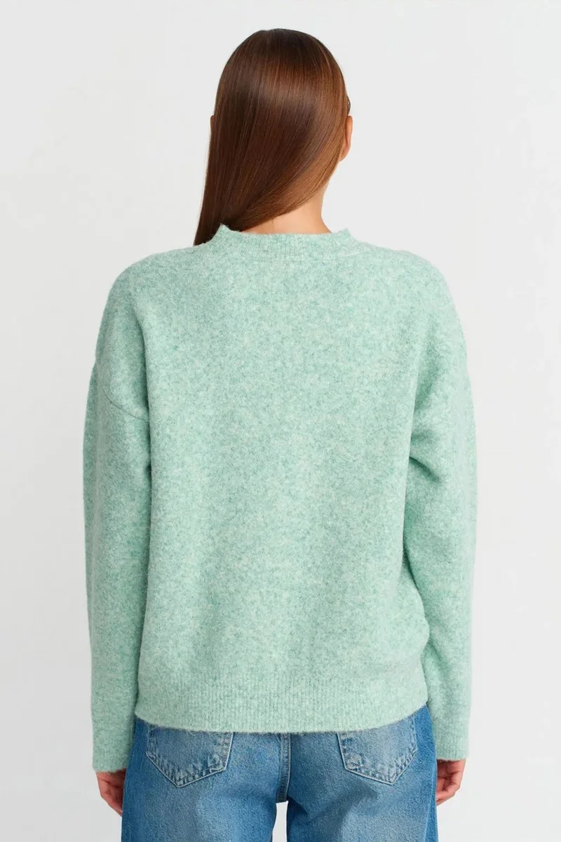 Dilvin Mint Green DILVIN Women's Solid Crew Neck Ribbed Sweater for Women | Best Price UAE
