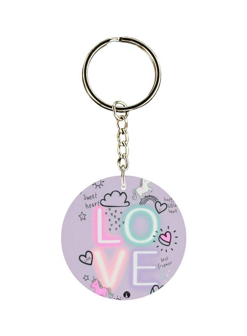 Love Printed Double Sided Keychain