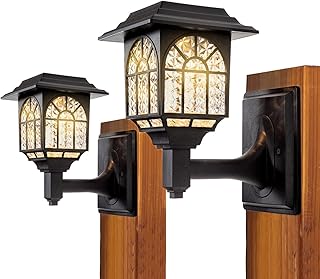 LeiDrail LeiDrail Solar Fence Lights, 2 Pack Solar Lights Outdoor Waterproof Lantern Warm White LED Wall Deck Post Landscape  - Image 1
