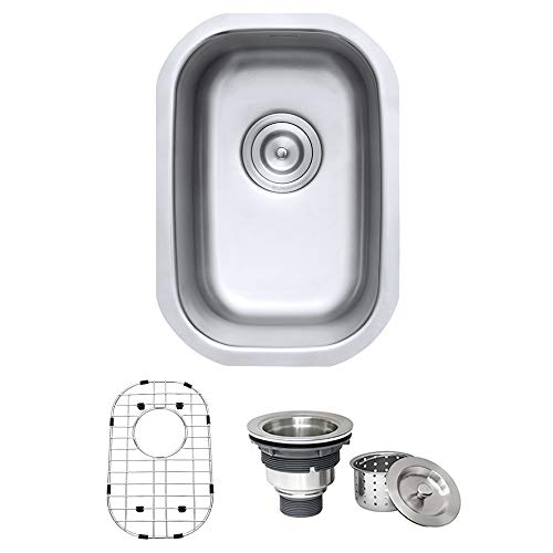 Ruvati 12 x 18 inch Rounded Corners Undermount Kitchen Sink Single Bowl - 16 Gauge Stainless Steel Bar Prep Sink with Brushed Finish hides scratches, Easy-to-Clean Undermount kitchen Sink - RVM4111 - Image 1