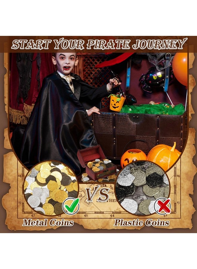 Hanaive 100 Pcs Metal Pirate Coins Treasure Chest Spanish Doubloon Fake Coins Tokens For Kids Board Games Pirate Party Cosplay (Groovy Style) - Image 2