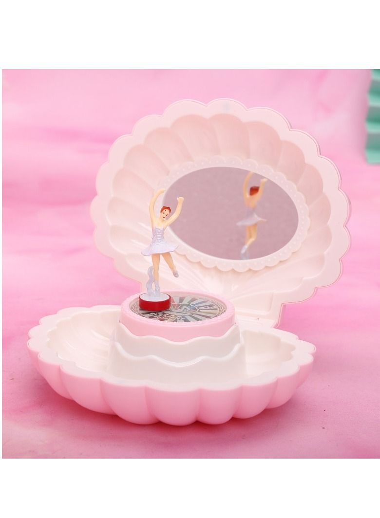 Generic Music Box with LED Light and Mirror Seashell Shape Magnetic Dancer Storage  - Image 1