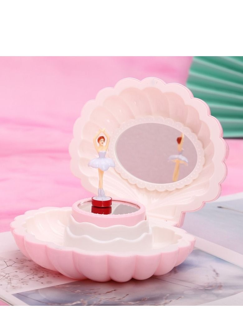 Generic Music Box with LED Light and Mirror Seashell Shape Magnetic Dancer Storage  - Image 3