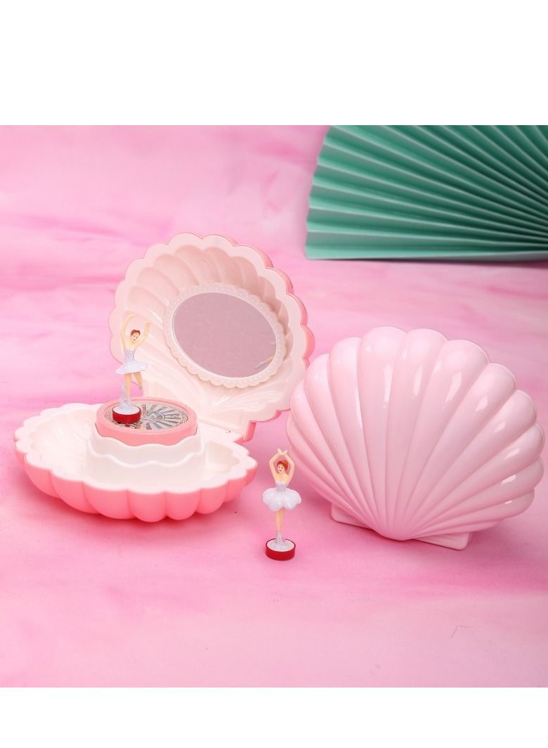 Generic Music Box with LED Light and Mirror Seashell Shape Magnetic Dancer Storage  - Image 2