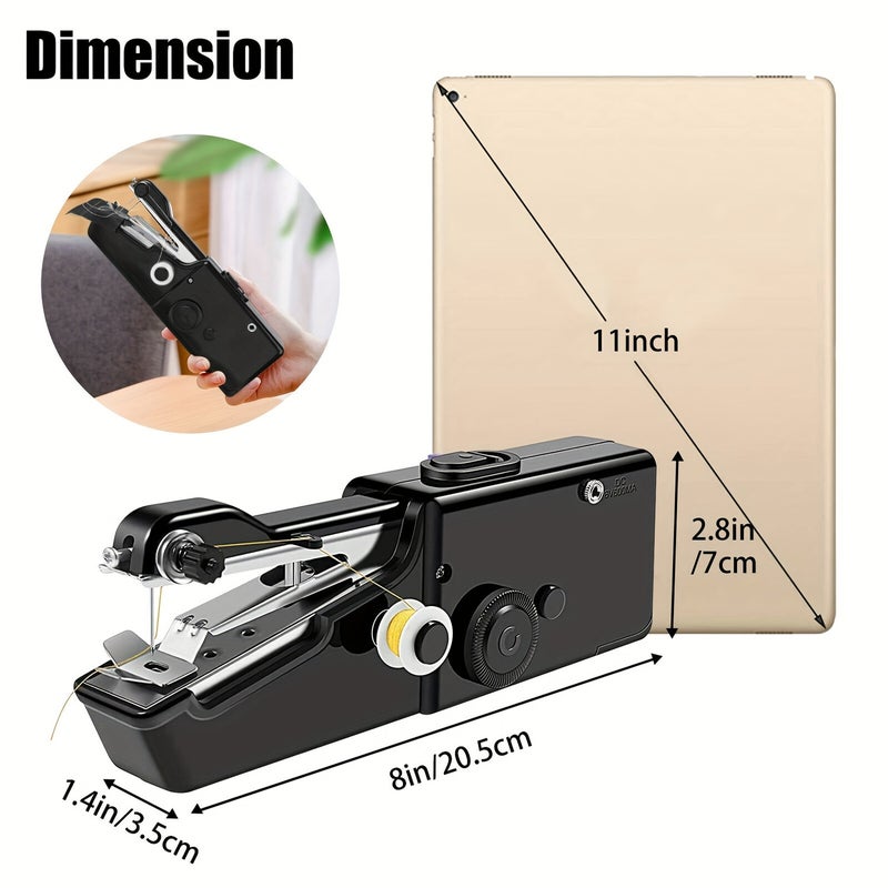 Handheld Sewing Machine: Black, Cordless Battery Operated, Compact Lightweight Design - Easy To Use Mini Sewing Machine for Quick Fabric Fixes, Home On-the-Go Use - Image 5