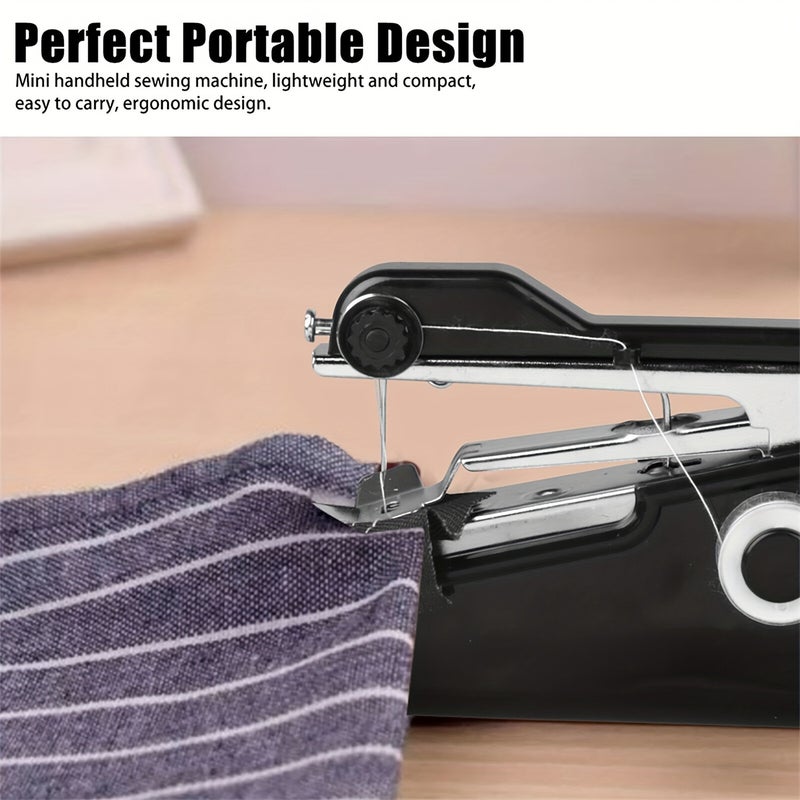 Handheld Sewing Machine: Black, Cordless Battery Operated, Compact Lightweight Design - Easy To Use Mini Sewing Machine for Quick Fabric Fixes, Home On-the-Go Use - Image 2