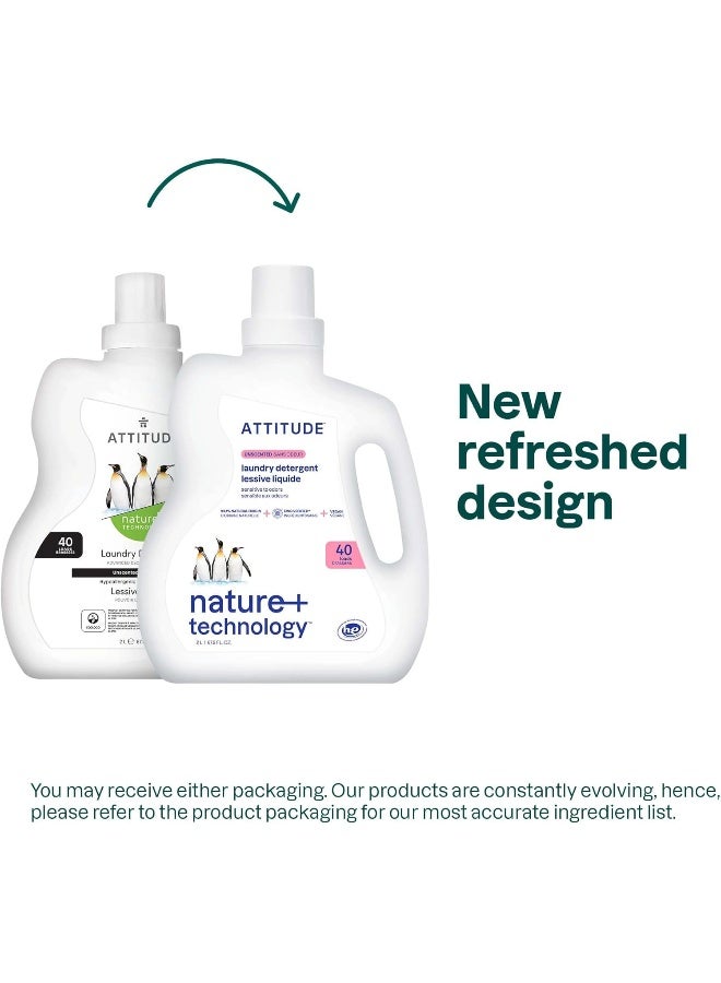 ATTITUDE Liquid Laundry Detergent, EWG Verified Laundry Soap, HE Compatible, Vegan and Plant Based Products, Cruelty-Free, Unscented, 40 Loads, 67.6 Fl Oz - Image 2
