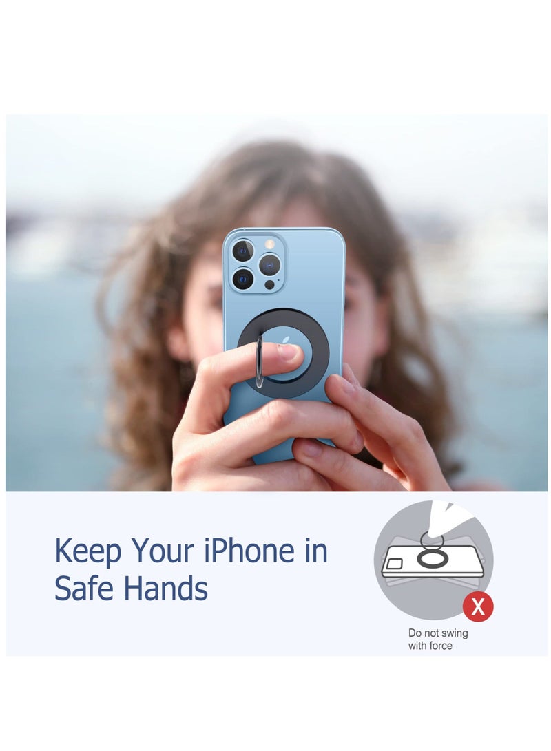 شو وو Magnetic Phone Ring Holder for MagSafe, Finger Grip Stand, Adjustable Kickstand, Compatible with iPhone 15 14 13 12, Pro, Pro Max, Plus, Mini, Black - Image 3