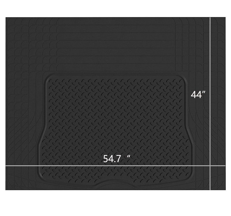 PIC AUTO Heavy Duty Rubber Trunk Cargo Liner Floor Mats, Trimmable to Fit for Car, SUV, Van, Trucks (Large, Black) - Image 1